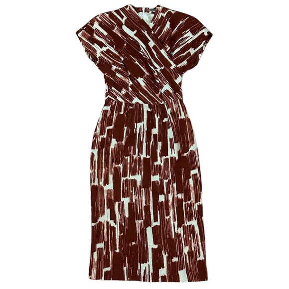 Bottega Veneta Red/Brown and Cream Pattern Dress Size 38 - Picture 1 of 5